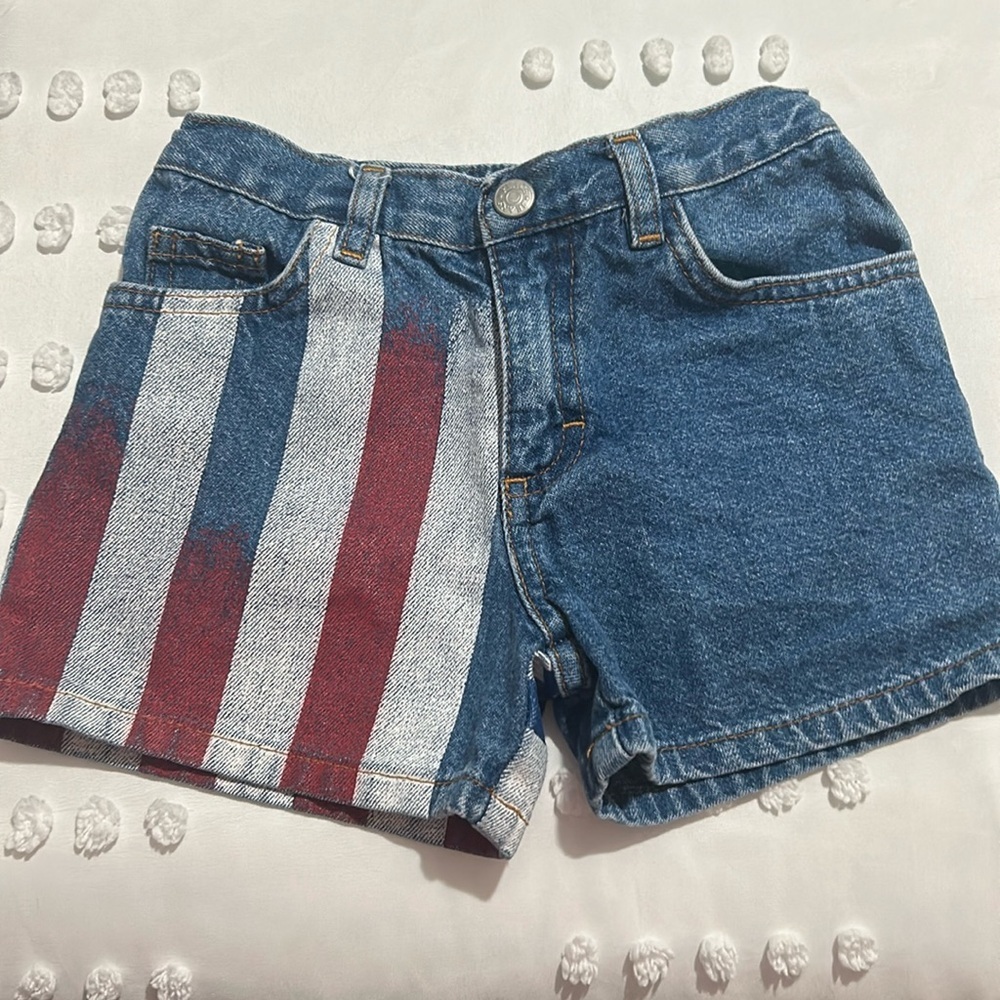 American flag printed- Short jeans for girls